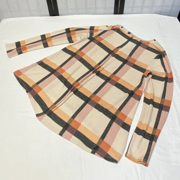 Studio B Bobeau Long Sleeve Scoop Neck Fuzzy Knit Pleat Back Plaid Tee Shirt XL - Picture 9 of 13